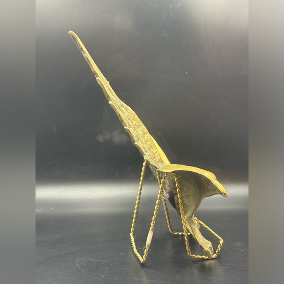 Mid-Century Modern Brass Cast Eagle Wall Decor- Soaring Eagle Metal Wall Hanging - Picture 4 of 7